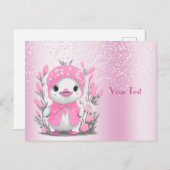 Aquarellente Rosa Blume Postkarte (Vorne/Hinten)