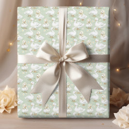 Aquarellente Weiße Enten in Bonnets-Muster Geschenkpapier