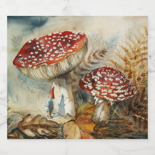 Aquarellenzwerg Schaumweinetikett (Einzelnes Label)