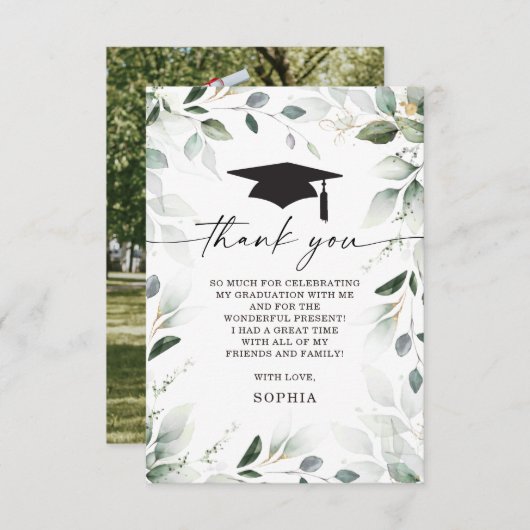 Aquareller Abschluss Danke Foto Einladung (Vorne/Hinten)