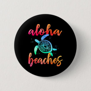 Aquareller Aloha Strände Schildkröten Shirt Hawaii Button