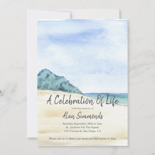 Aquareller Beach-Szene Einladung (Vorderseite)