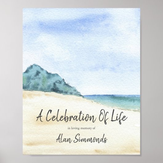 Aquareller Beach-Szene Poster (Vorne)