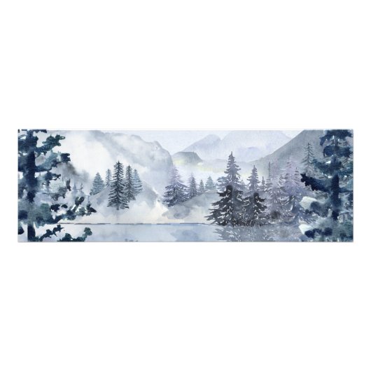 Aquareller Bergsee Winterlandschaft Fotodruck (Vorne)
