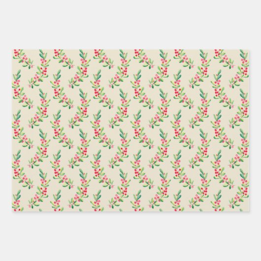 Aquareller Berries und Blätter Weihnachten (Vorderseite)