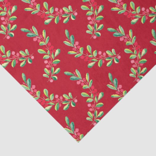 Aquareller Berries und Blätter Weihnachten Seidenpapier (Detail)