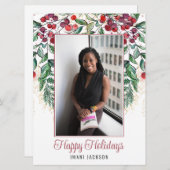 Aquareller Berries und Evergreen Foto Weihnachten (Vorne/Hinten)