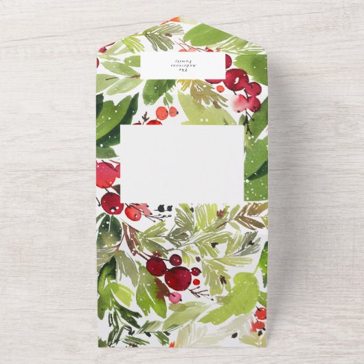 Aquareller Berries und Grüner Weinkeller All In One Einladung (Außenbereich)