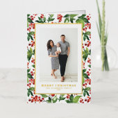 Aquareller Berries und Grünes Foto Weihnachten (Vorderseite)