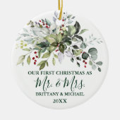 Aquareller Berries Unser erstes Weihnachtsfest Keramik Ornament (Vorne)