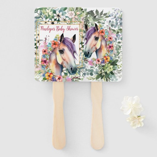 Aquareller Bläserspferd Kinderdusche Fächer (Vorne und Hinten)