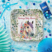 Aquareller Bläserspferd Kinderdusche Pappteller (Party)