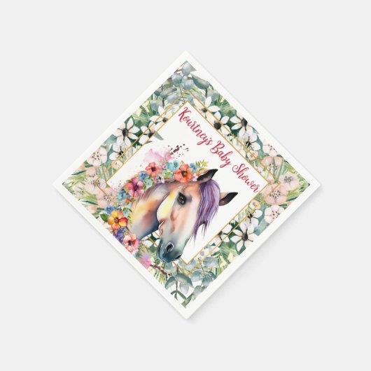 Aquareller Bläserspferd Kinderdusche Serviette (Ecke)