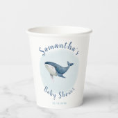 Aquareller Blue Whale Niedlich Boy's Baby Shower Pappbecher (Rückseite)
