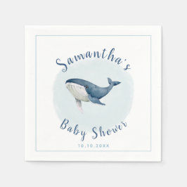 Aquareller Blue Whale Niedlich Boy's Baby Shower Serviette