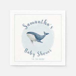 Aquareller Blue Whale Niedlich Boy's Baby Shower Serviette