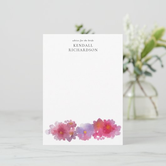 Aquareller Blumenberater für die Braut Begleitkarte (Stehend Vorderseite)