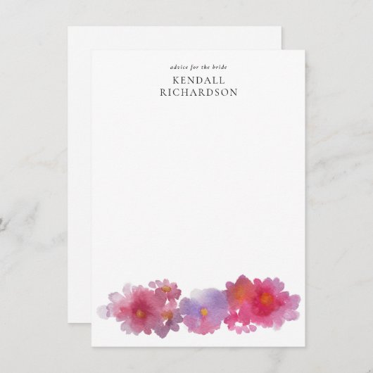 Aquareller Blumenberater für die Braut Begleitkarte (Vorne/Hinten)