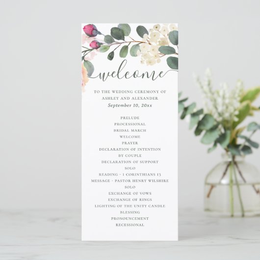 Aquareller Blumengarten. Grünpflanzen Programm (Stehend Vorderseite)