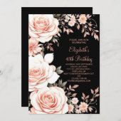 Aquareller Blütenerwachsene 40. Geburtstag Einladung (Vorne/Hinten)