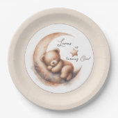 Aquareller Braunbär auf dem Mond Pappteller (Vorderseite)