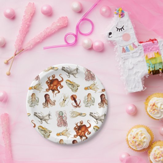 Aquareller Cephalopod Pappteller (Party)