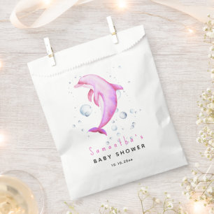 Aquareller-Delphin-Babydusche Geschenktütchen