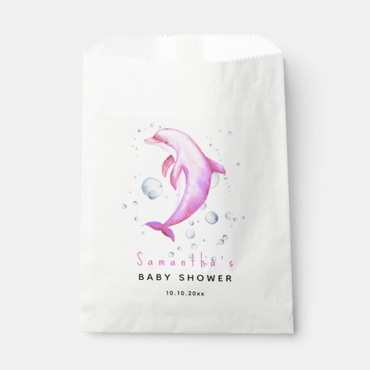 Aquareller-Delphin-Babydusche Geschenktütchen (Vorderseite)