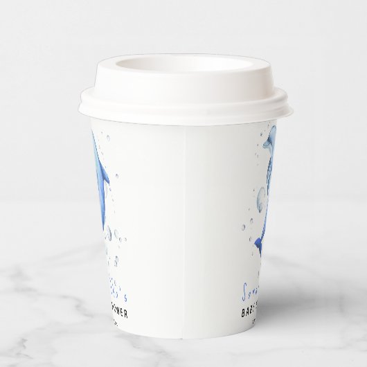 Aquareller-Delphin-Babydusche Pappbecher (Rechts)