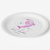 Aquareller-Delphin-Babydusche Pappteller (Schrägansicht)