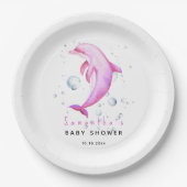 Aquareller-Delphin-Babydusche Pappteller (Vorderseite)