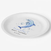 Aquareller-Delphin-Babydusche Pappteller (Schrägansicht)