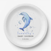 Aquareller-Delphin-Babydusche Pappteller (Vorderseite)