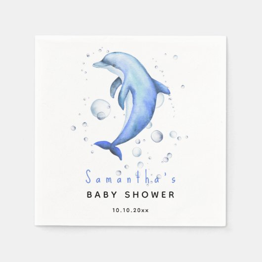 Aquareller-Delphin-Babydusche Serviette (Vorderseite)