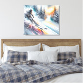 Aquareller Downhill-Schneeschuhfahrer Leinwanddruck (Insitu (Schlafzimmer))