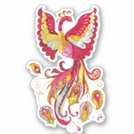 Aquareller-Firebird oder Phoenix-Fantasie-Kreatur Aufkleber