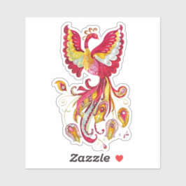 Aquareller-Firebird oder Phoenix-Fantasie-Kreatur Aufkleber