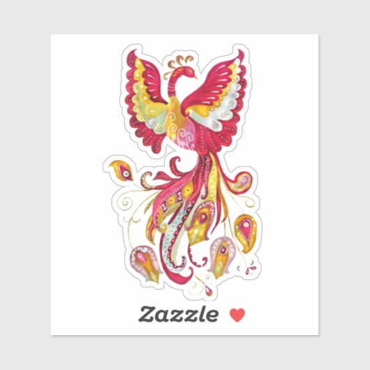 Aquareller-Firebird oder Phoenix-Fantasie-Kreatur Aufkleber (Blatt)