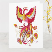 Aquareller-Firebird oder Phoenix-Fantasie-Kreatur Karte (Gelbe Blume)