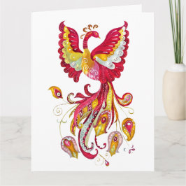Aquareller-Firebird oder Phoenix-Fantasie-Kreatur Karte
