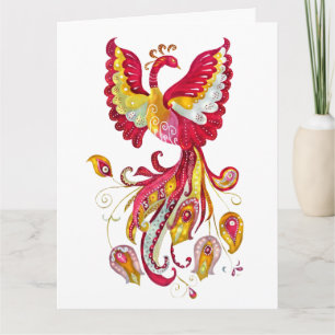 Aquareller-Firebird oder Phoenix-Fantasie-Kreatur Karte