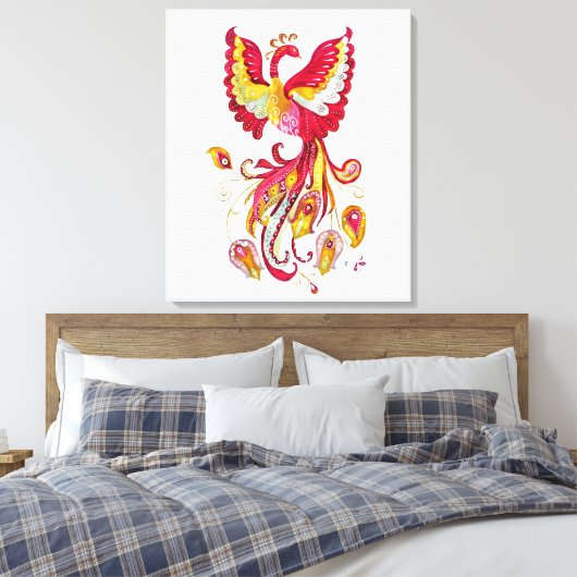 Aquareller-Firebird oder Phoenix-Fantasie-Kreatur Leinwanddruck (Insitu (Schlafzimmer))
