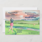 Aquareller Golf Woman auf dem Grünen Einladung (Vorderseite)