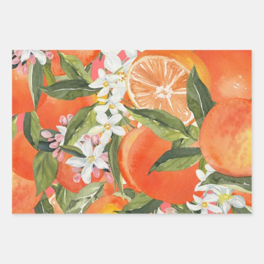 Aquareller Grapefruitrus Moderne tropische Geschenkpapier Set (Vorderseite 3)