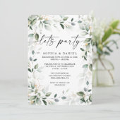 Aquareller Grüne Goldene Elopement Feier Einladung (Stehend Vorderseite)