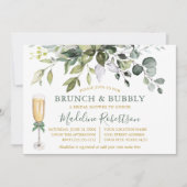 Aquareller Grüne Sage Green Gold Bridal Brunch Einladung (Vorderseite)