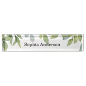 Aquareller Grüner Foliage Salon Namensplakette (Vorderseite)