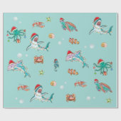 Aquareller Hai Riff Weihnachtssee Dolphin Geschenkpapier (Flach)