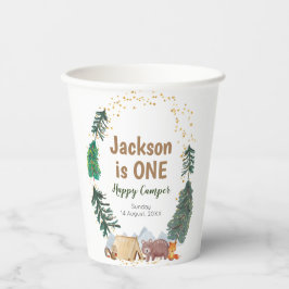 Aquareller Happy Camper 1. Geburtstag Papiertüten Pappbecher