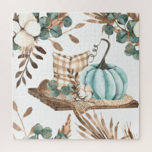 Aquareller Herbst: Farbiges Pumpkinemodell Puzzle